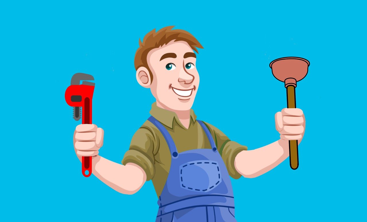 איור של אינסטלטור מחייך